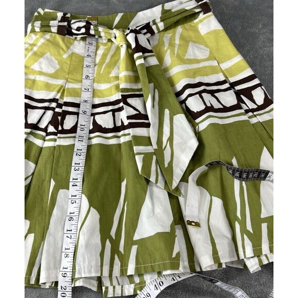 Talbots Petites 2 Pleated Native Batik Flare Skirt Tie Belt Boho Skater Lined - Picture 8 of 13